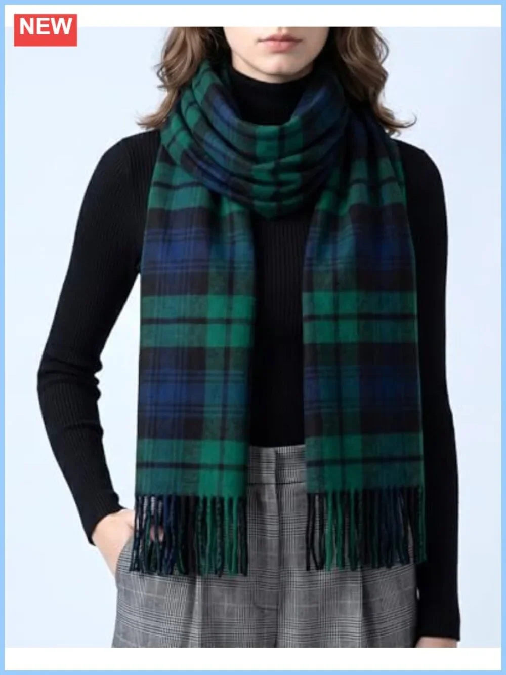 100% Viscose Plaid Shawl Wrap Scarf Cashmere Feel Tartan Winter Women